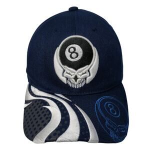 Skull 8 Ball Strapback Baseball Cap Blue One Size Adjustable Embroidered USA